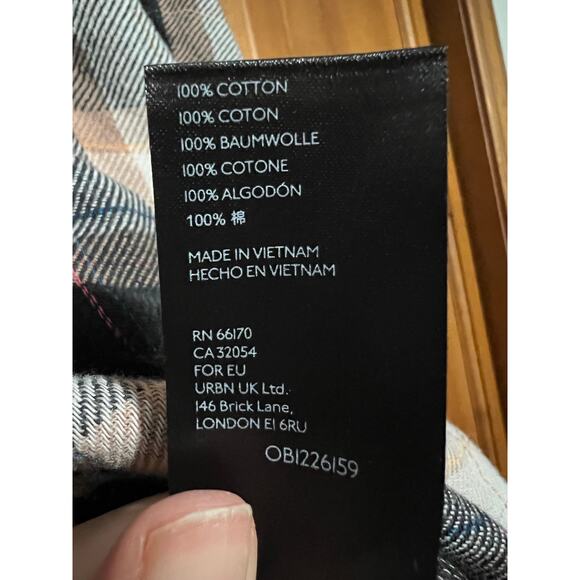 Free People We The Free Women's Kyoto Plaid Cropped Oversized Button-Up Shirt S - Picture 8 of 12